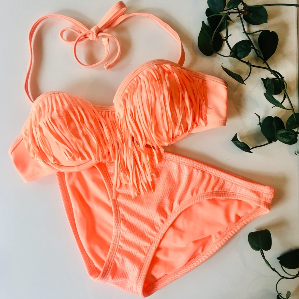 Fringe Underwire Top + Parquet Bottom Bikini Set